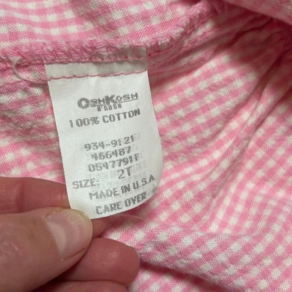 VINTAGE OSHKOSH PINK AND WHITE GINGHAM JUMPER DRESS USA‎  2T